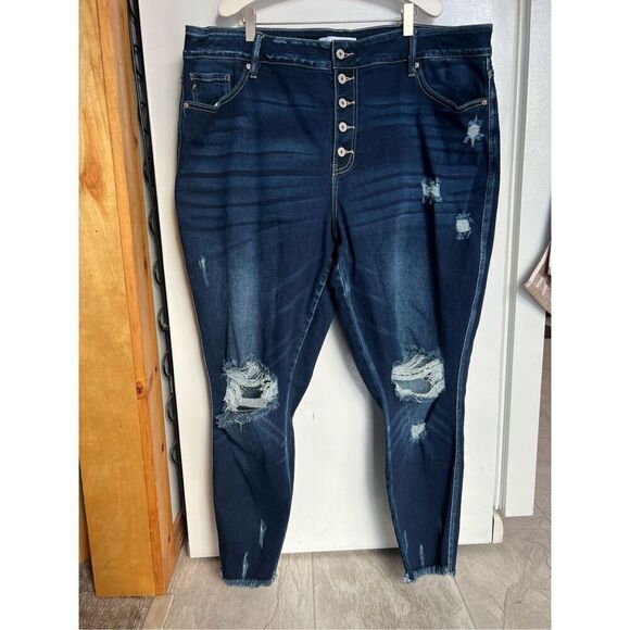 Kancan Distressed Skinny Jeans Woman’s 24 Plus Size - Picture 1 of 10